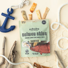 Load image into Gallery viewer, POLKADOG Salmon Skins Shorties Smoked Jerky for Dogs &amp; Cats
