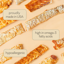 Load image into Gallery viewer, POLKADOG Salmon Skins Shorties Smoked Jerky for Dogs &amp; Cats
