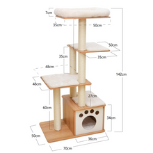 Load image into Gallery viewer, Cat Paw Wooden Cat Tree 142 cm

